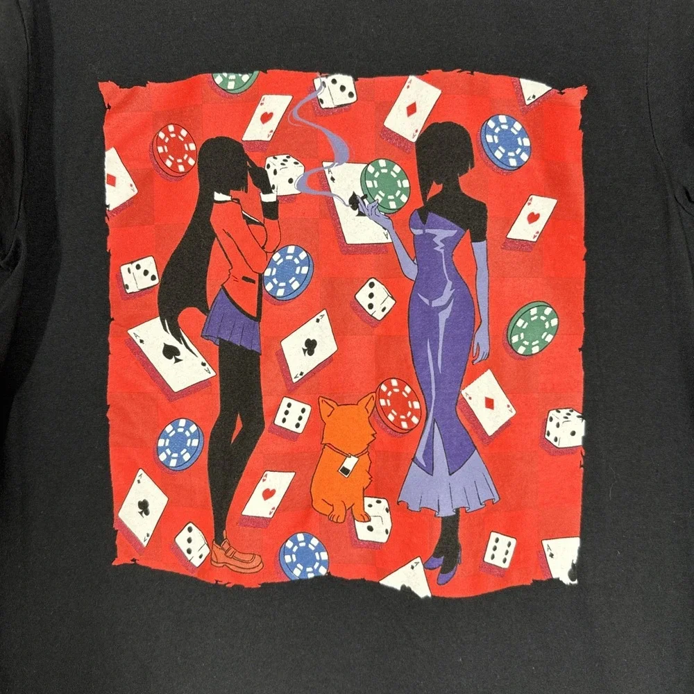 Kakegurui Men's Sz M Gildan Anime Black Short Sleeve Cards Poker Gambling Vegas